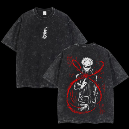 Vintage Gojo Jujutsu Kaisen Oversize Washed T-Shirt- Unisex