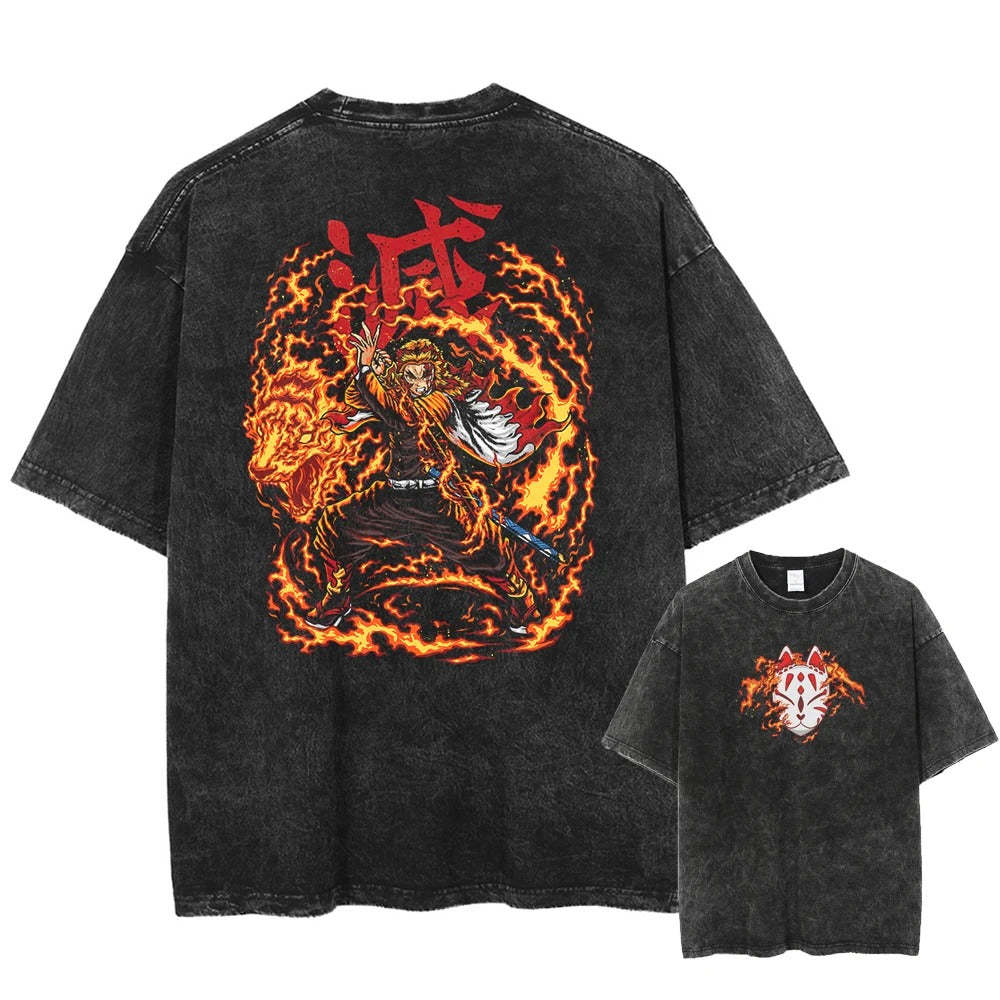 Demon Slayer Printed Unisex Washed T-Shirt
