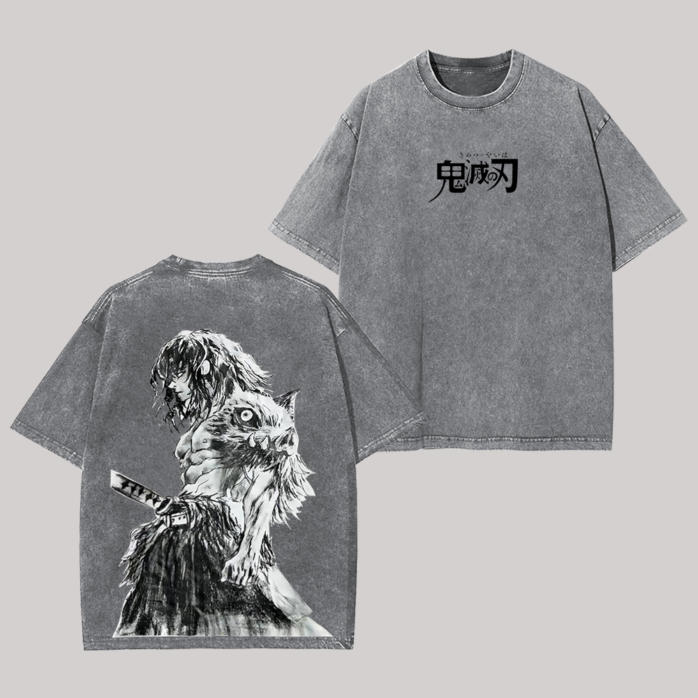 Demon Slayer Printed Unisex Washed T-Shirt