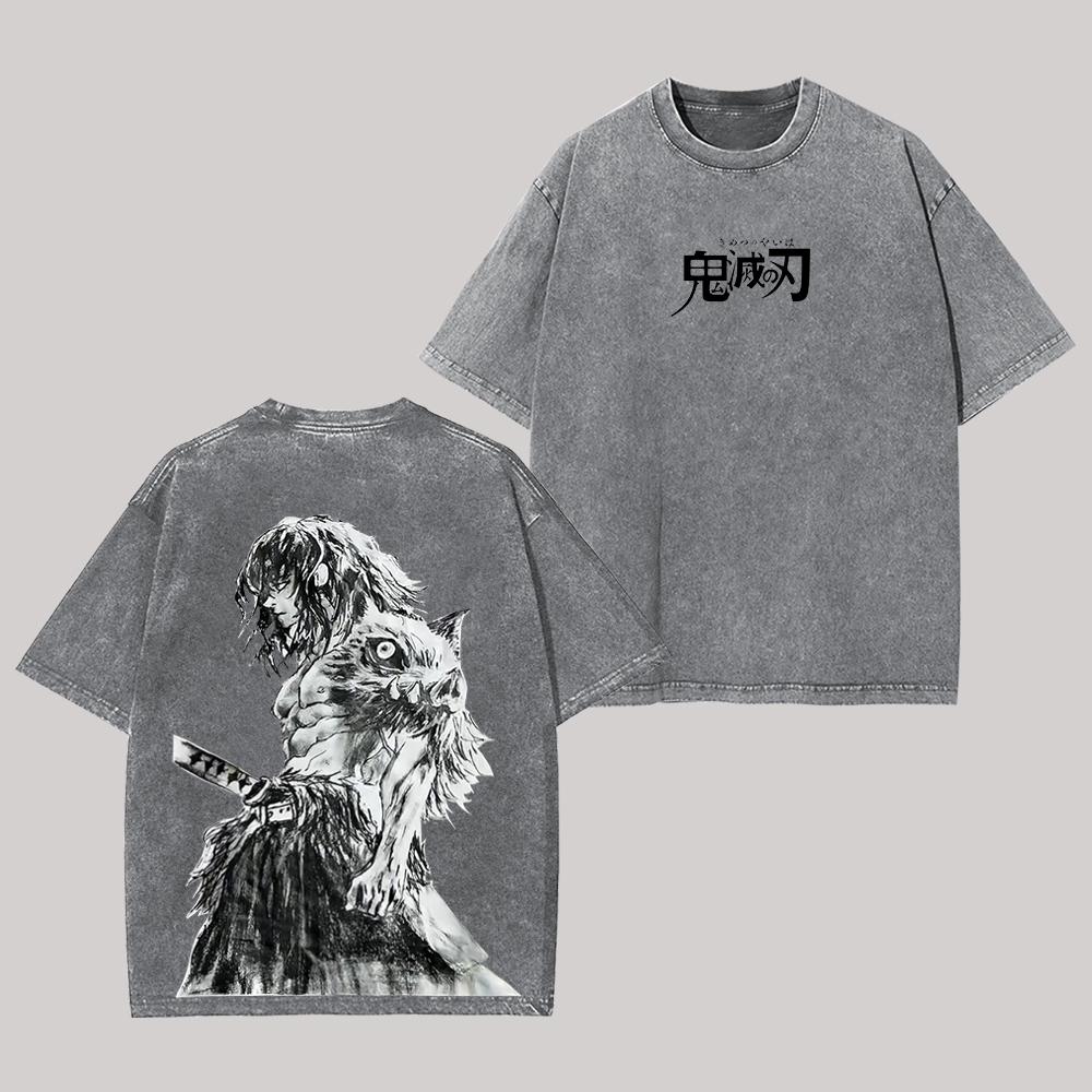 Demon Slayer Printed Unisex Washed T-Shirt