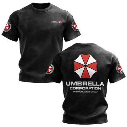 Resident Evil Umbrella Corporation Printed Unisex Washed T-Shirt