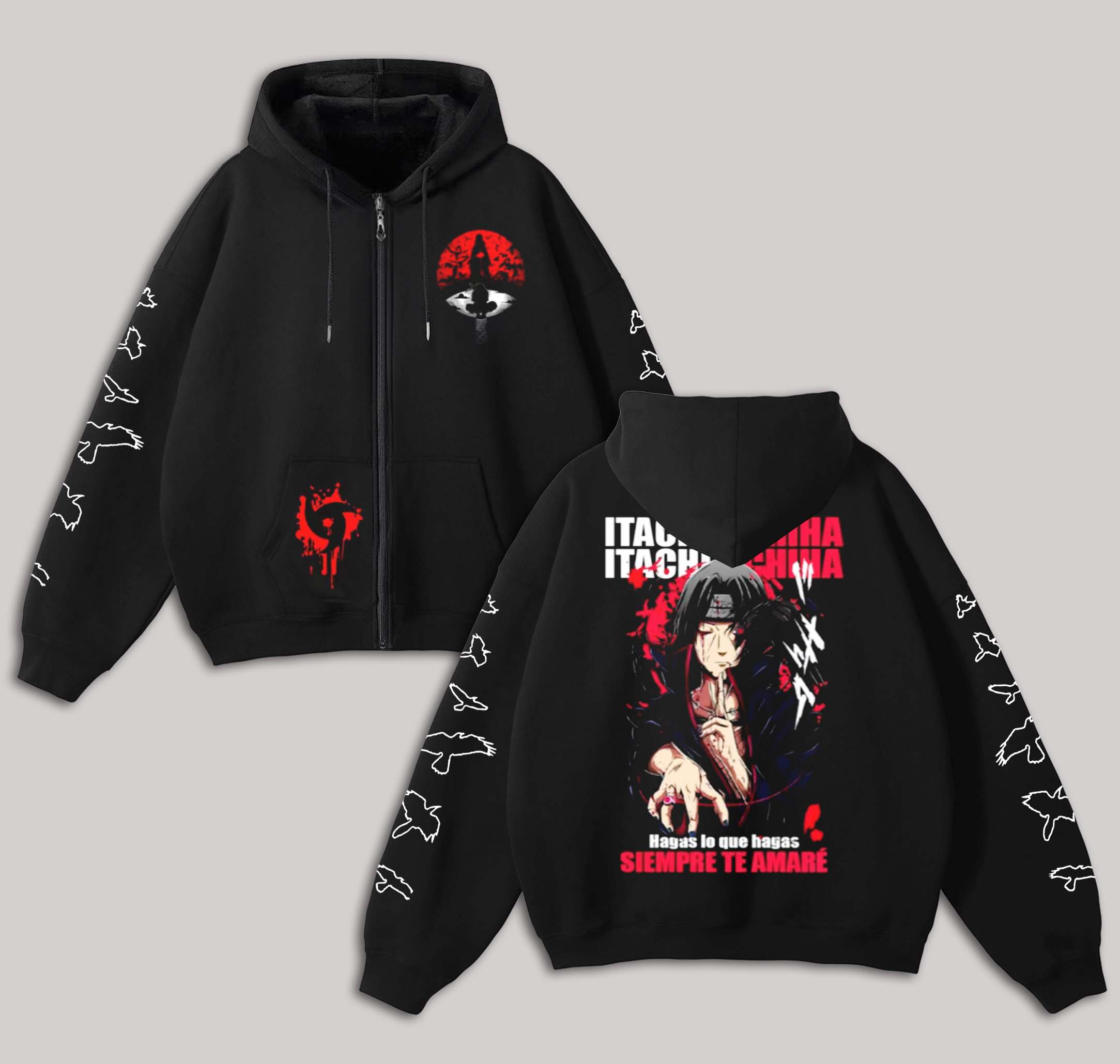 Naruto Itachi Uchiha Printed Unisex Zipper Hoodie