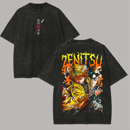 Zenitsu Demon Slayer Printed Unisex Washed T-Shirt