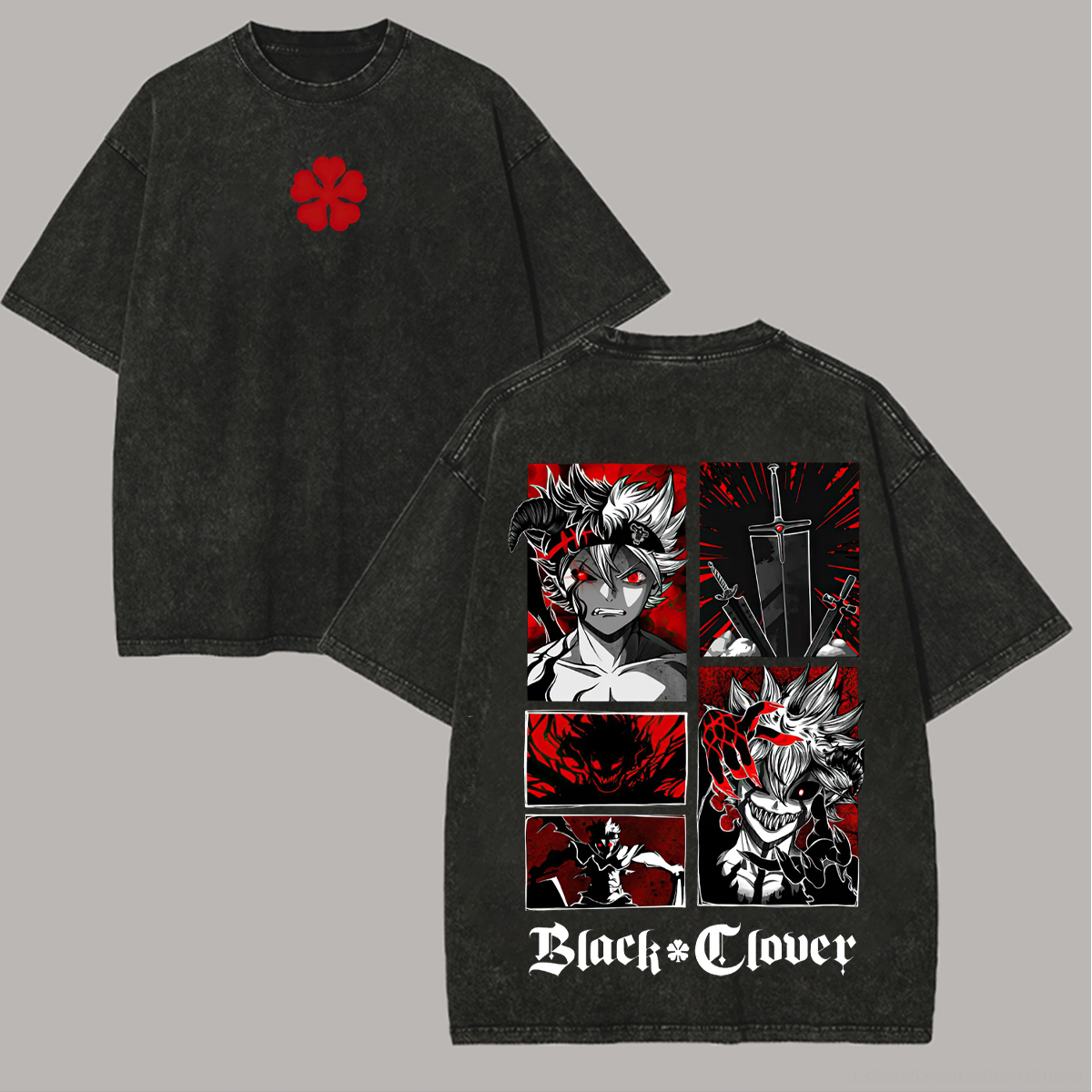 Black Clover Printed Unisex Washed T-Shirt