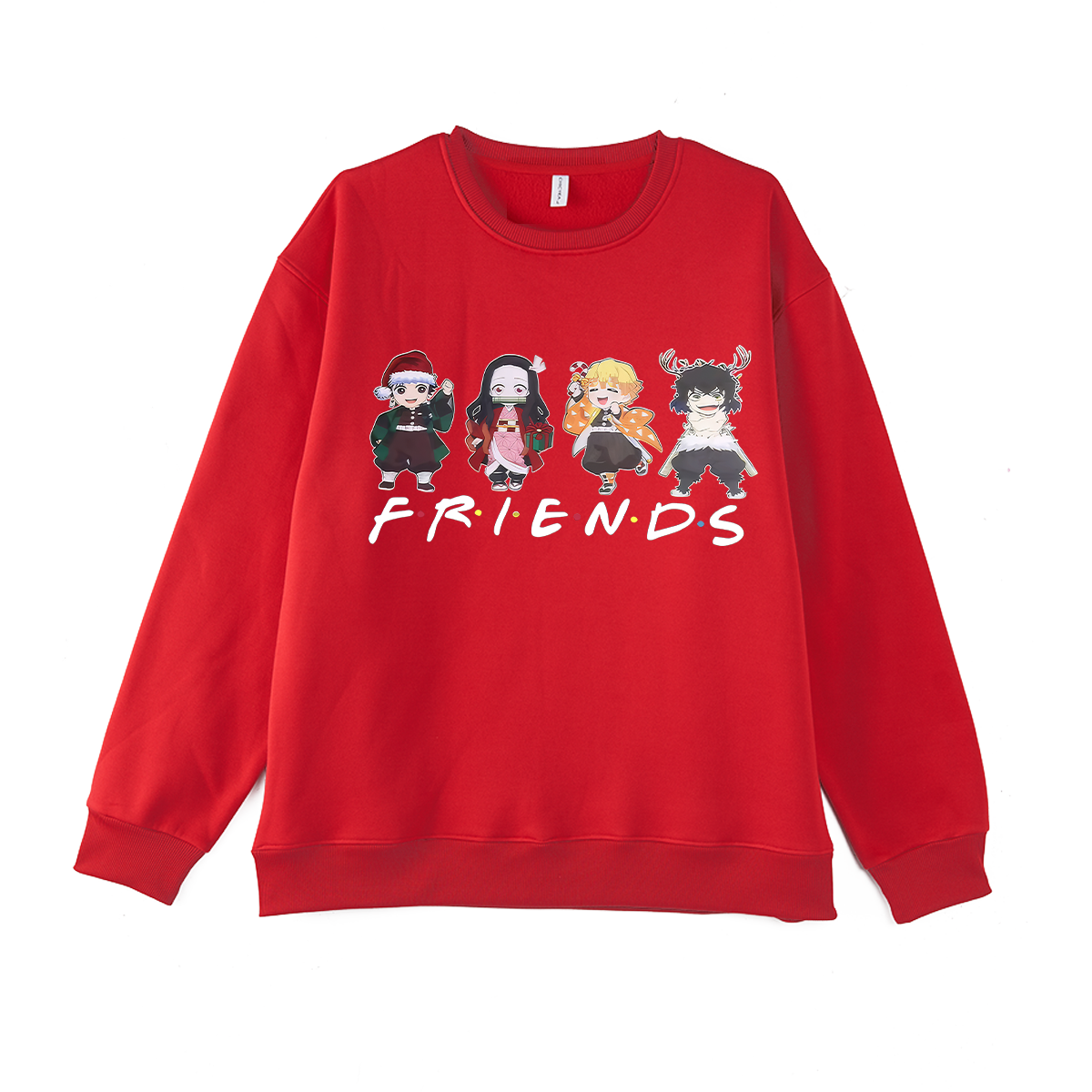 Demon Slayer Friends Printed Fleece-lined Unisex Sweatshirt