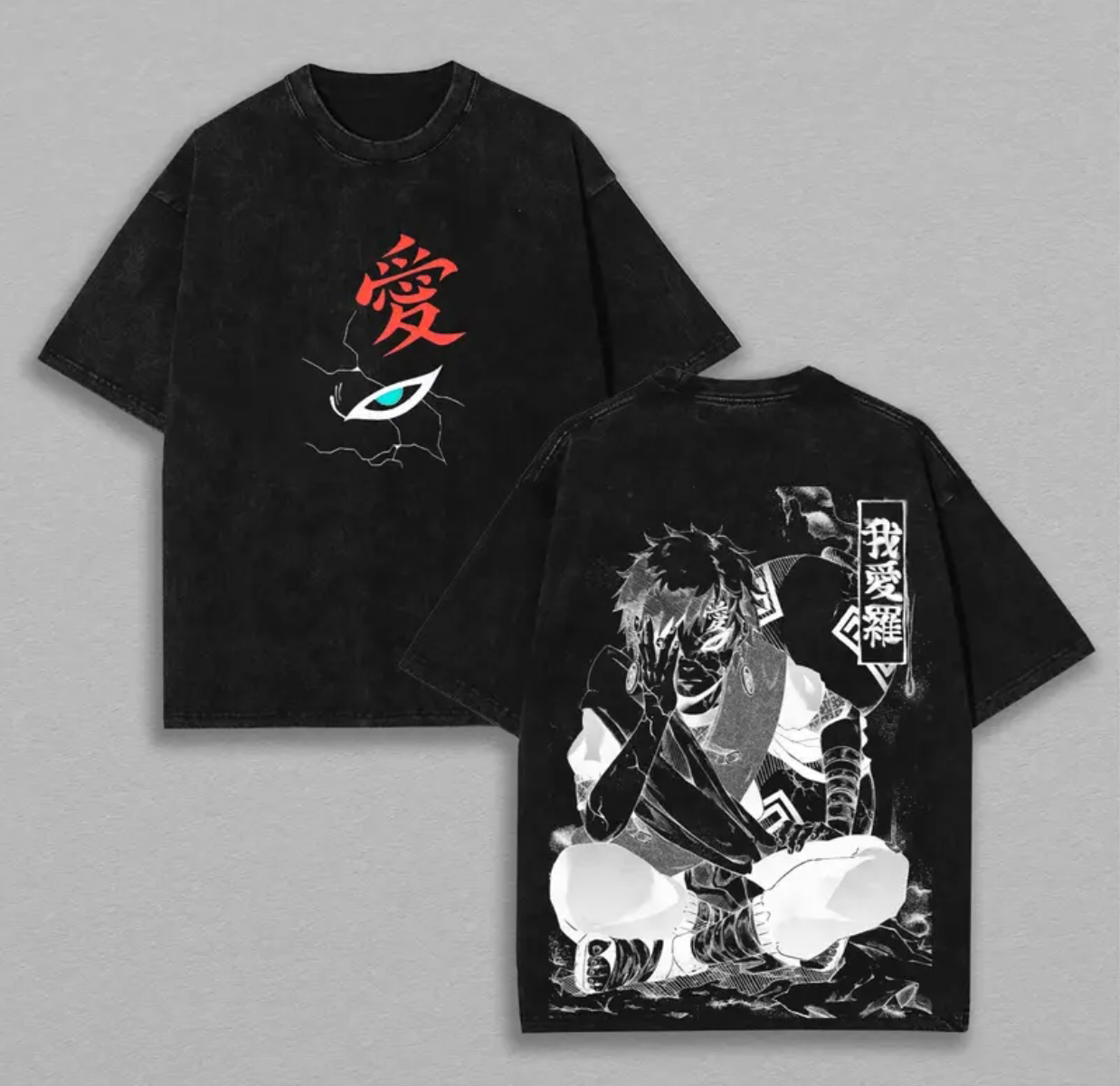 Gaara Naruto Printed Unisex Washed T-Shirt