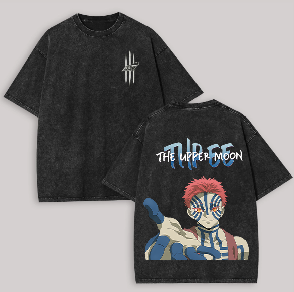 Demon Slayer Akaza Printed Unisex Washed T-Shirt
