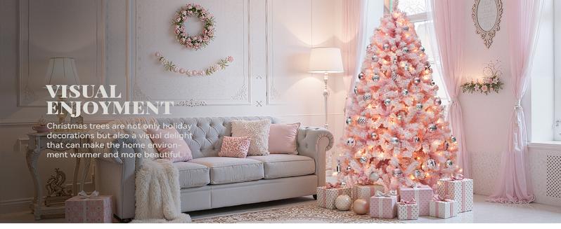 YITAHOME 4.5/6/7.5/9 FT Artificial Christmas Tree(with Light), with PVC Tips and Warm-White Lights, Ideal for Home, Office Decoration