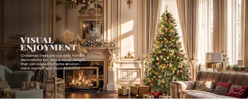 YITAHOME 4.5/6/7.5/9 FT Artificial Christmas Tree(with Light), with PVC Tips and Warm-White Lights, Ideal for Home, Office Decoration