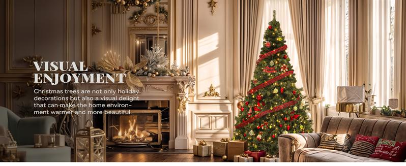 YITAHOME 4.5/6/7.5/9 FT Artificial Christmas Tree(with Light), with PVC Tips and Warm-White Lights, Ideal for Home, Office Decoration