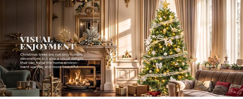 YITAHOME 4.5/6/7.5/9 FT Artificial Christmas Tree(with Light), with PVC Tips and Warm-White Lights, Ideal for Home, Office Decoration