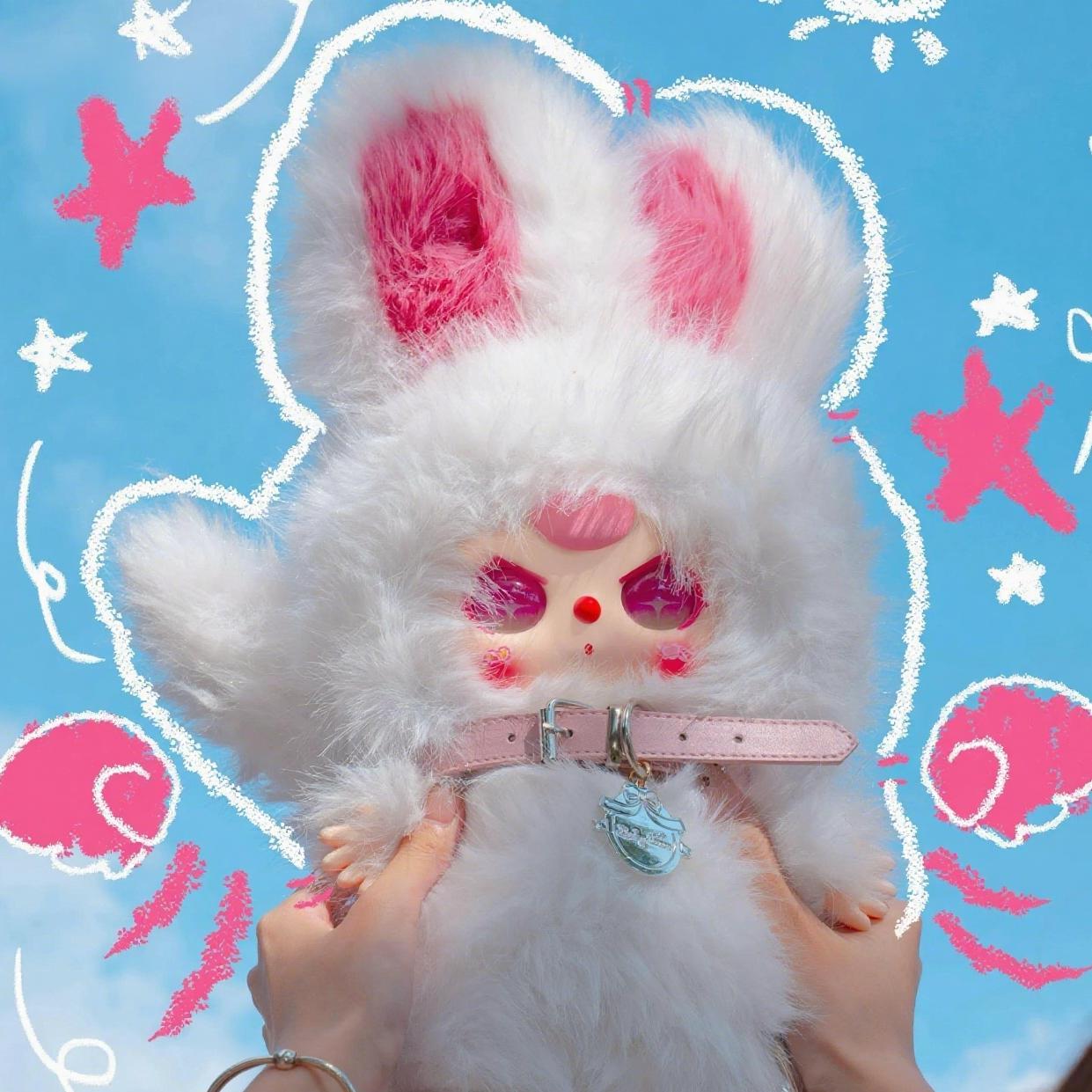 Three-year-old black and white twin plush