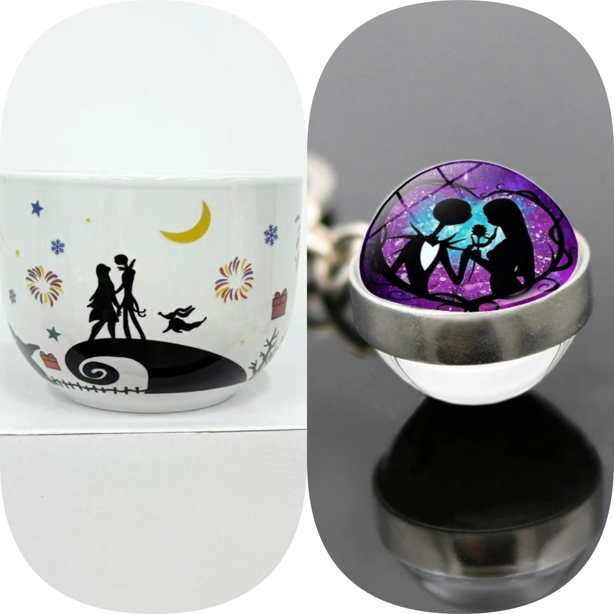Jack and Sally & Hand Drawn Thermal Color-Changing  Mug