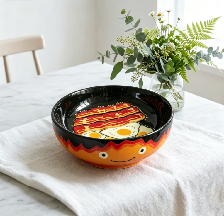 Hand-Painted Calcifer Bowl