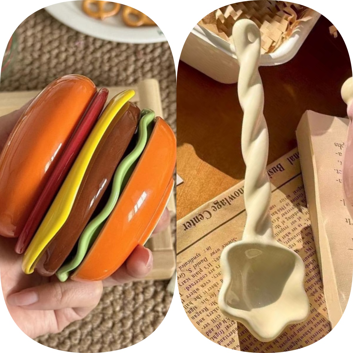 Burger shaped bowl and plate creative tableware combination