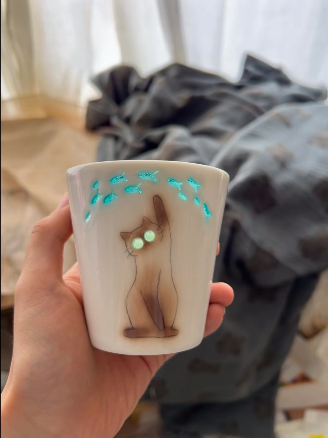 Creative Light-Through Hand-Painted Ceramic Mug