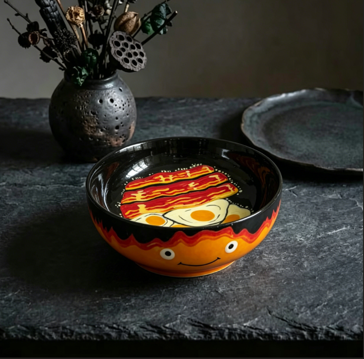 Hand-Painted Calcifer Bowl