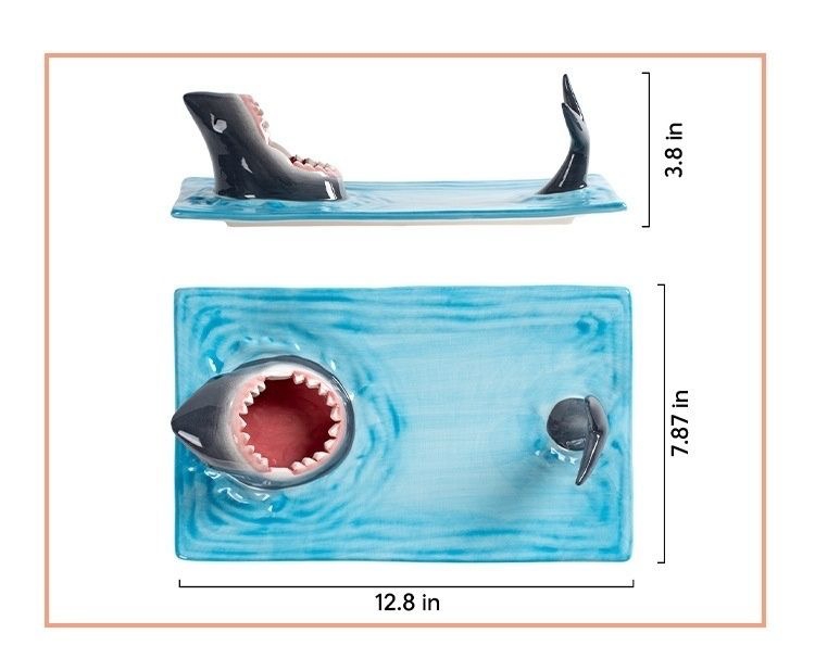 Big‑Mouth Shark Dip Plate Handmade Dinner Plate