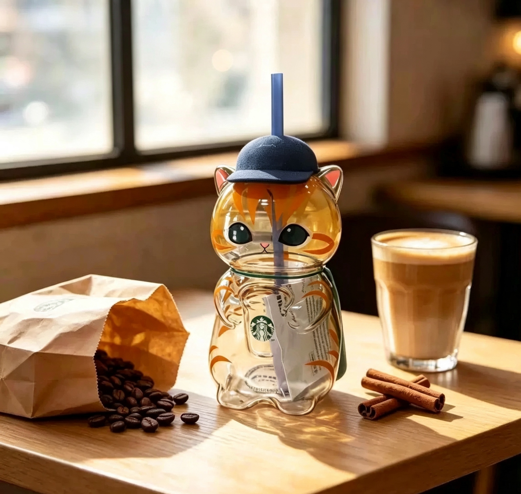 Cute Dog & Cat  Glass Straw Cups