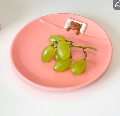 Pink Cute Bear Plate And Coffee Mug