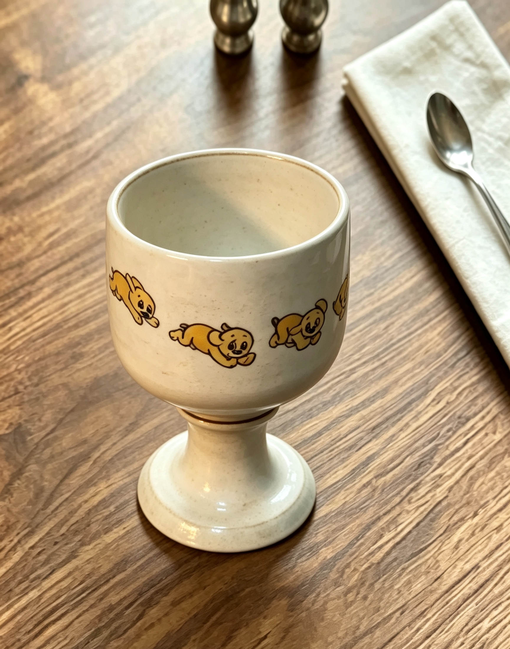 Running Dog Cartoon Pattern Rotatable Ceramic Goblet