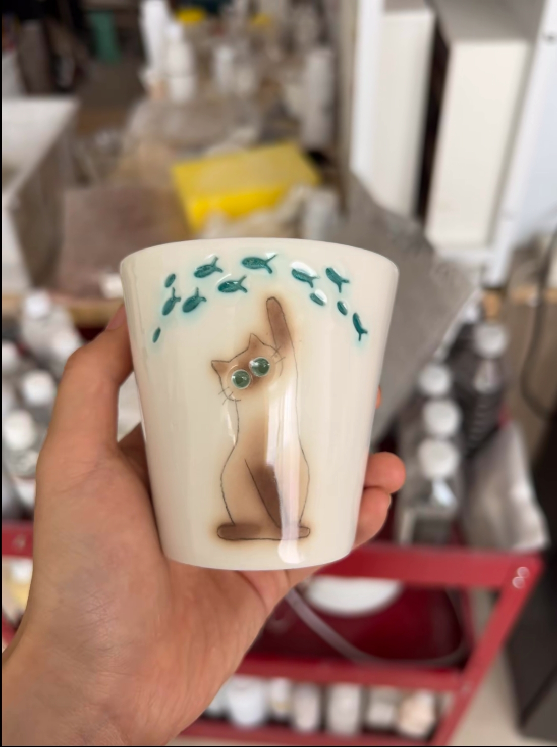 Creative Light-Through Hand-Painted Ceramic Mug