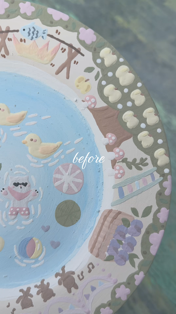 Hand-Painted Pool Party Ceramic Plate