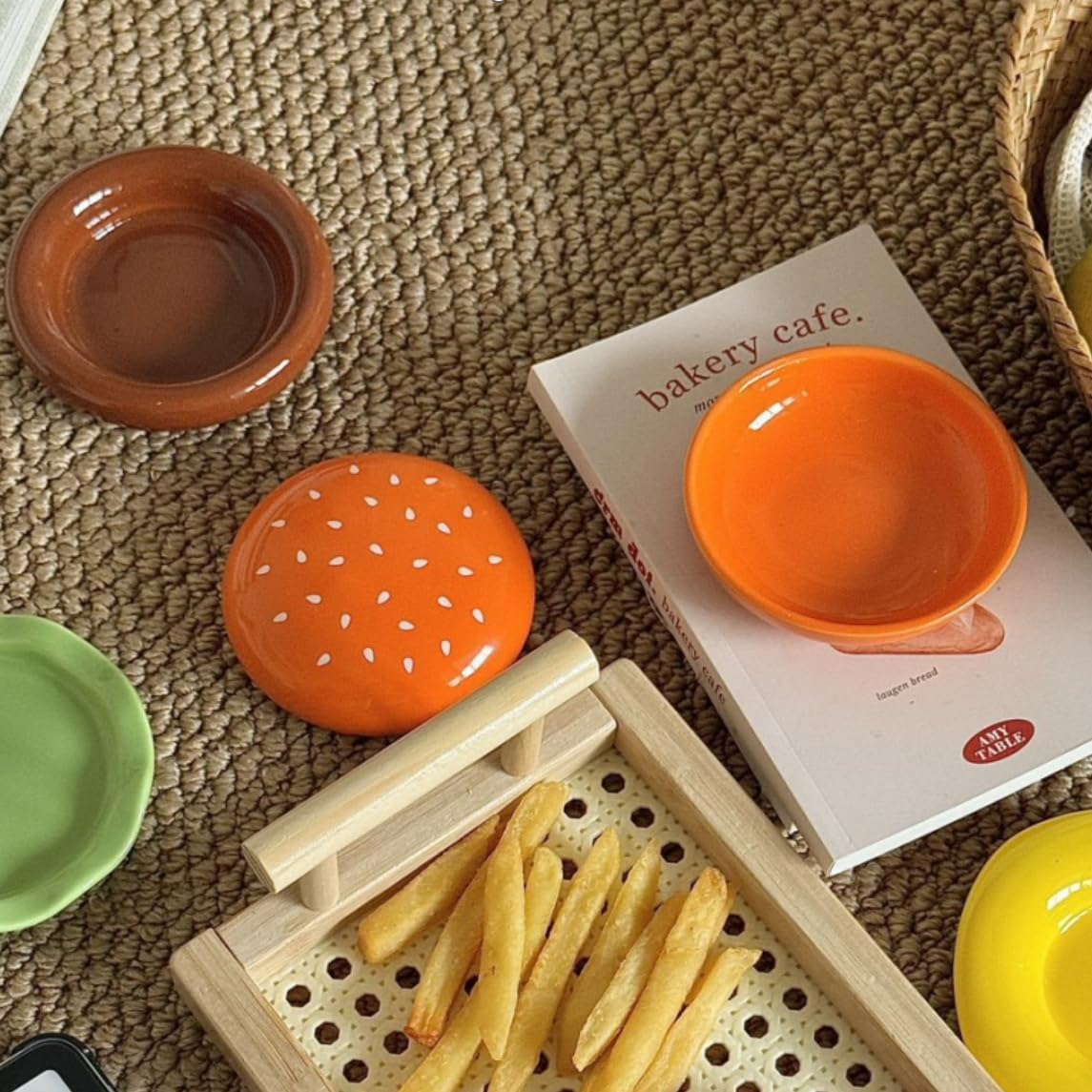 Burger shaped bowl and plate creative tableware combination