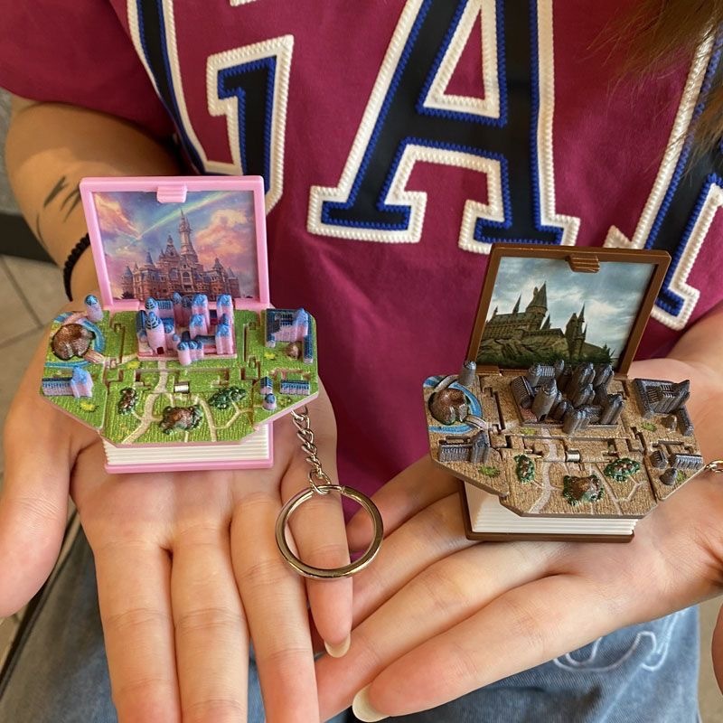 3D book castle three-dimensional keychain