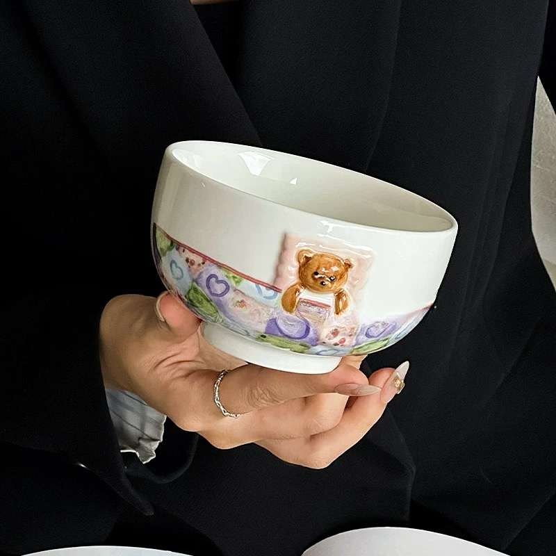 Pink Cute Bear Plate And Coffee Mug
