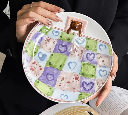 Pink Cute Bear Plate And Coffee Mug