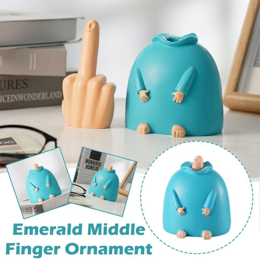The blue fat man's middle finger is a spoof ornament
