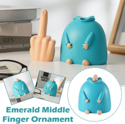 The blue fat man's middle finger is a spoof ornament