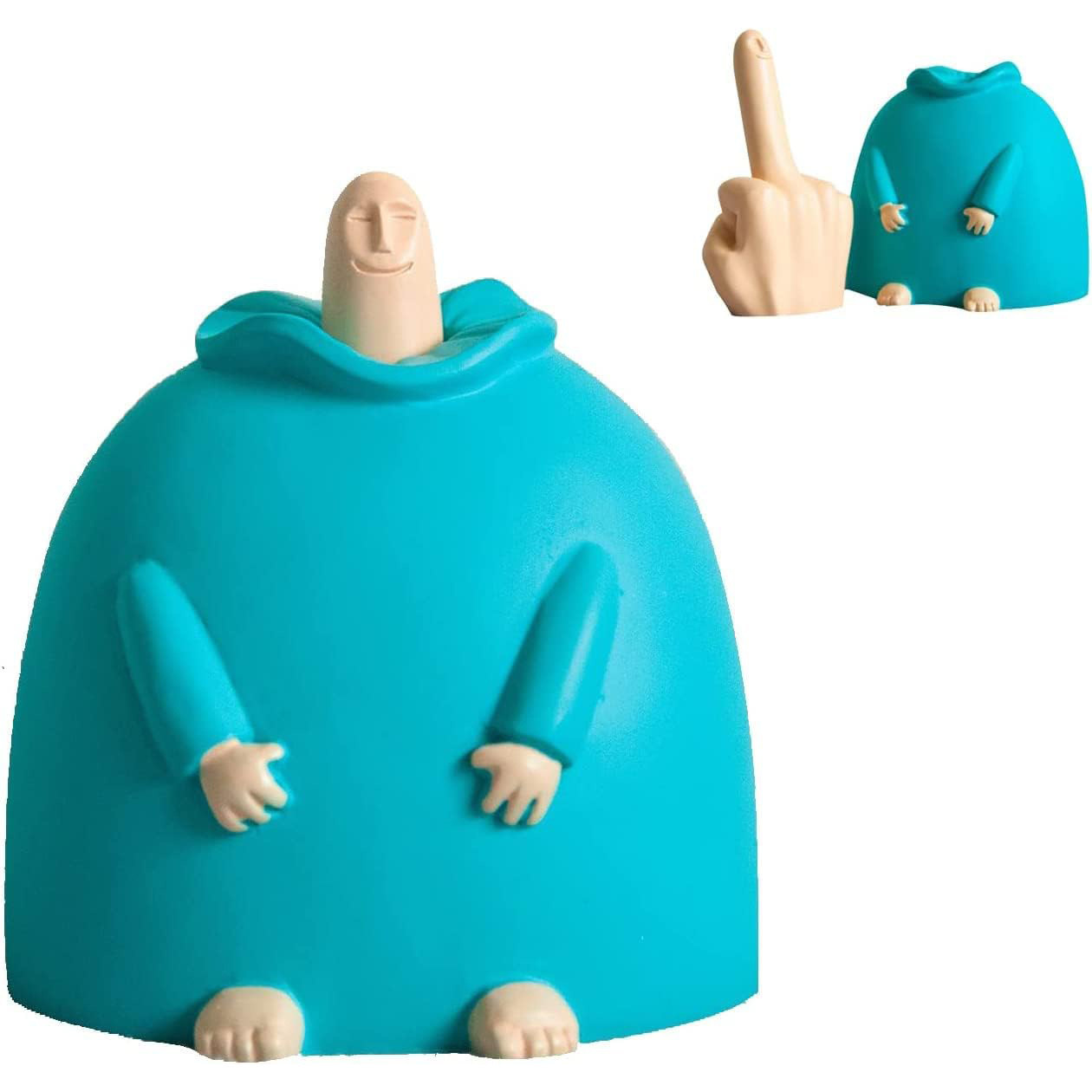 The blue fat man's middle finger is a spoof ornament