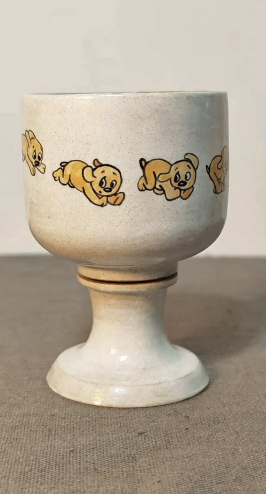 Running Dog Cartoon Pattern Rotatable Ceramic Goblet