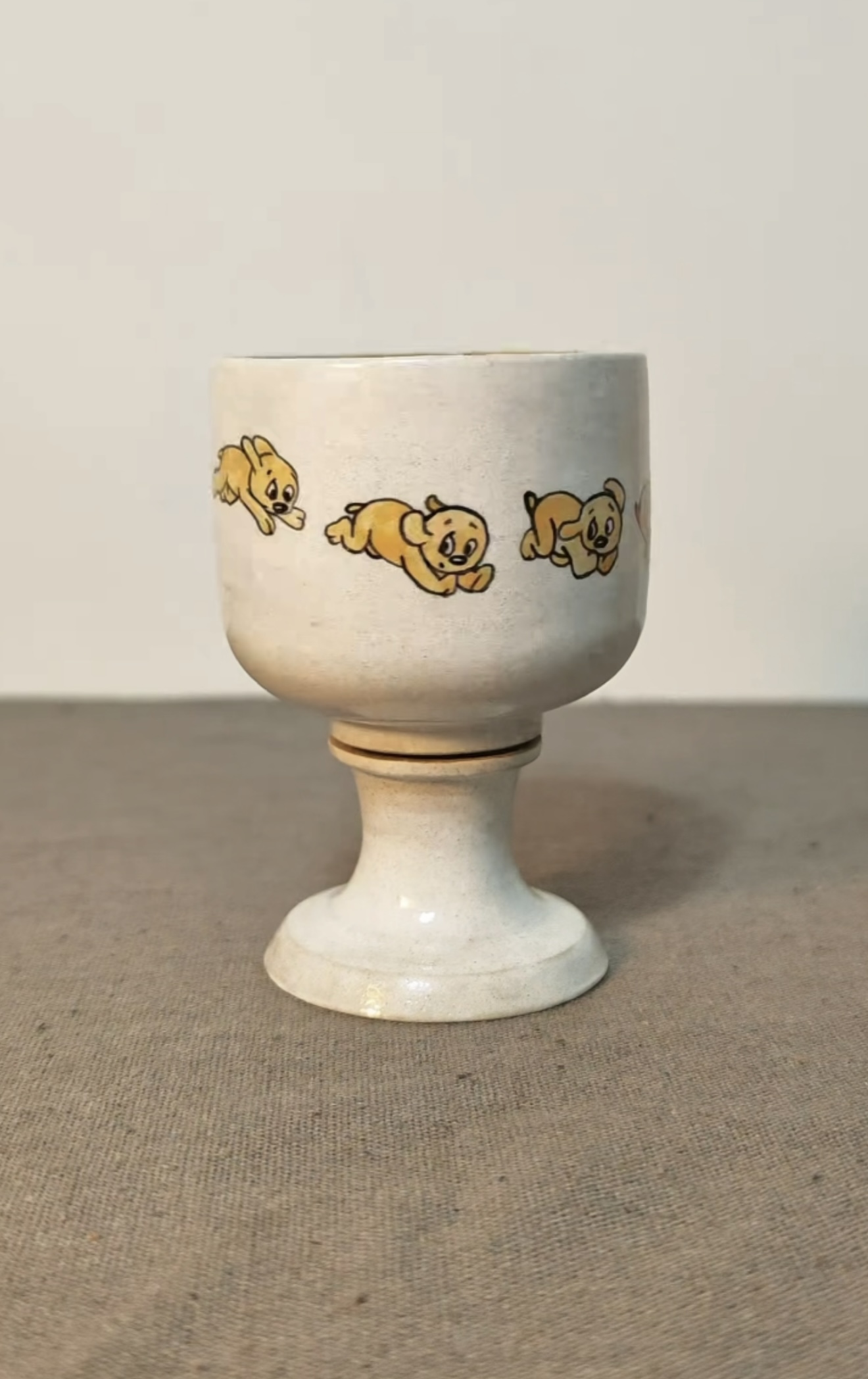Running Dog Cartoon Pattern Rotatable Ceramic Goblet