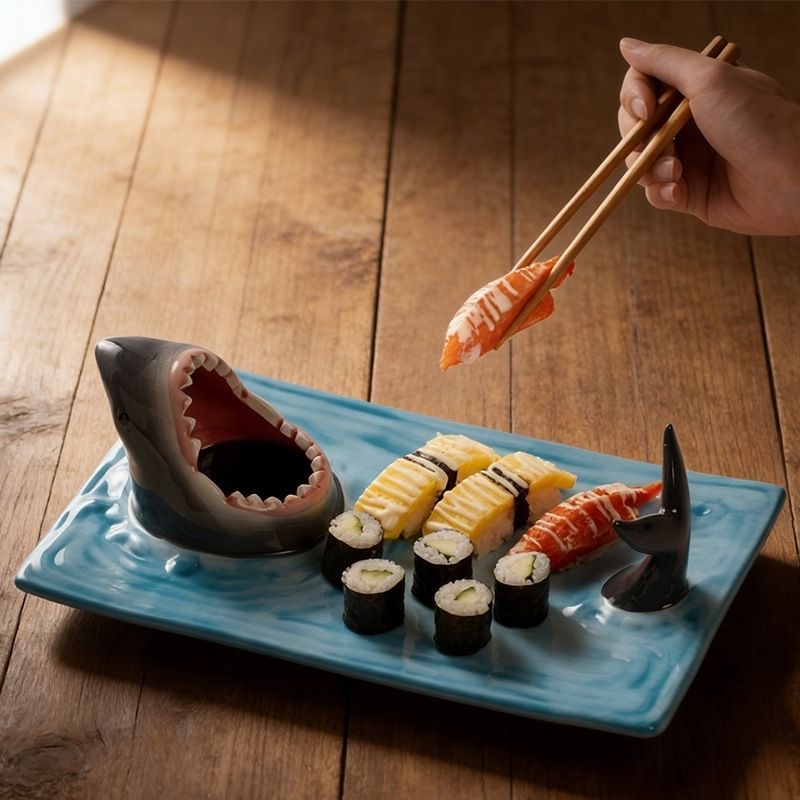Big‑Mouth Shark Dip Plate Handmade Dinner Plate
