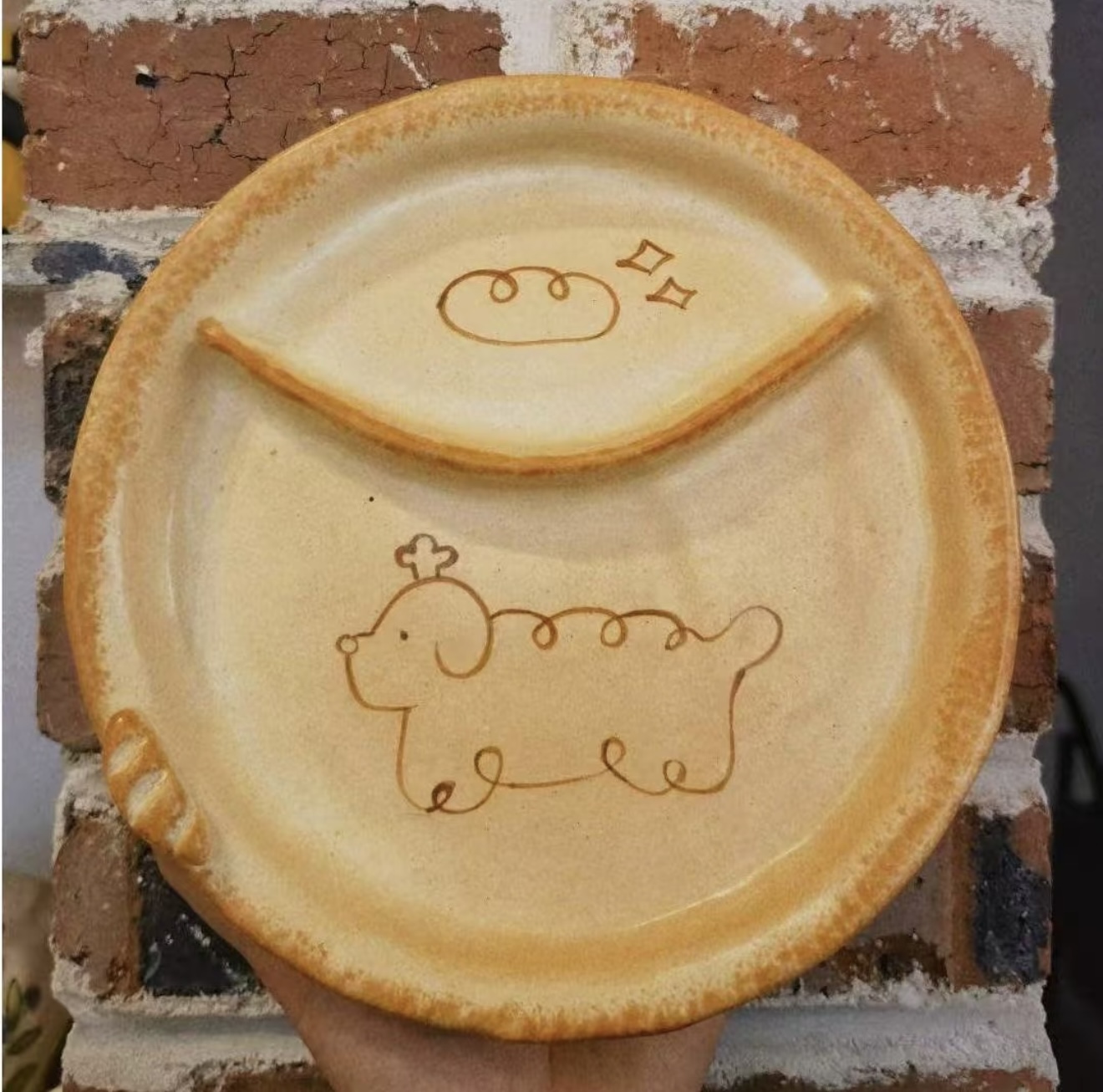 Handmade Puppy Divided Plate