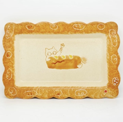 Handmade Bread Cat Rectangular Plate