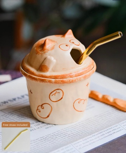 Hand-Kneaded Cute Cat Coffee Mug