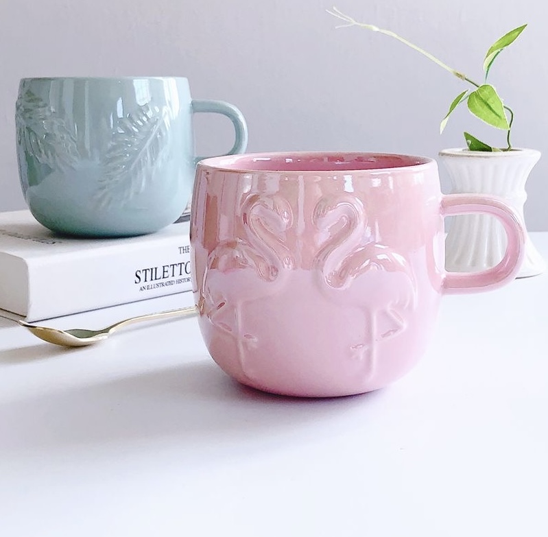 Flamingo 3D Carved Coffee Mug