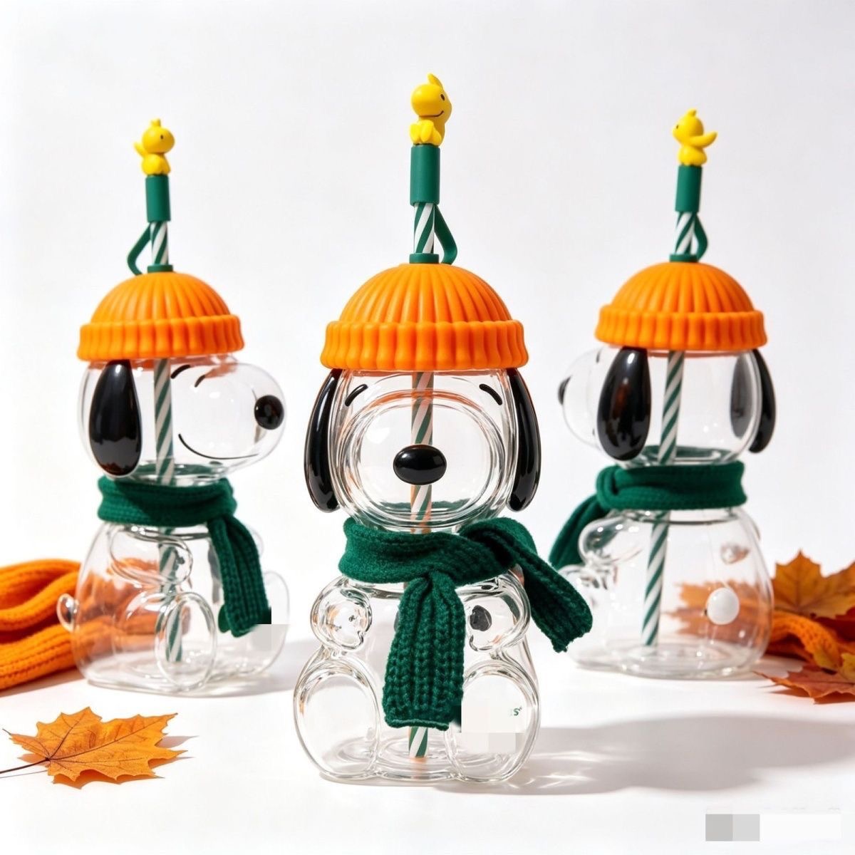 Cute Dog & Cat  Glass Straw Cups