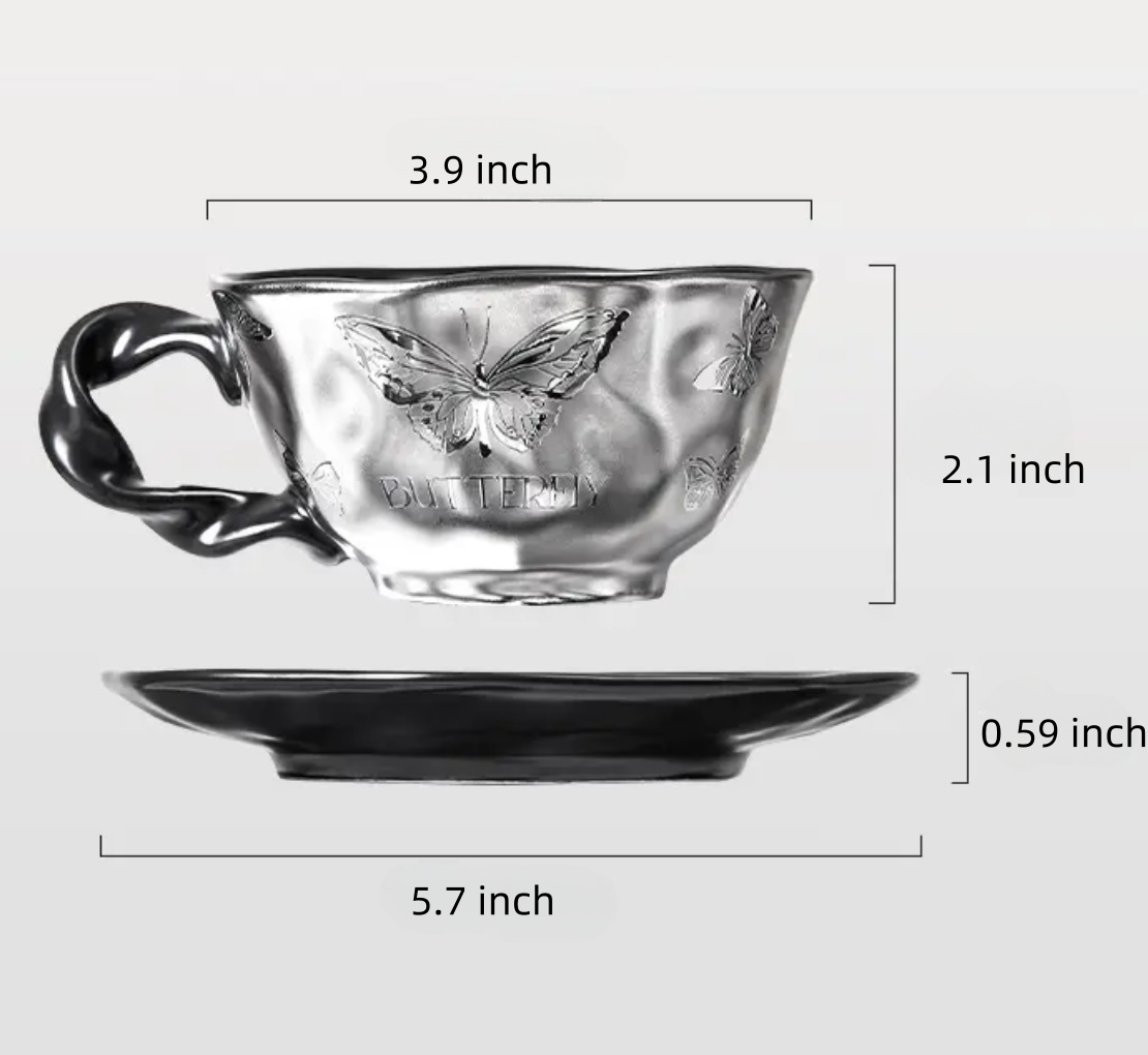 Dark Silver Butterfly Mug