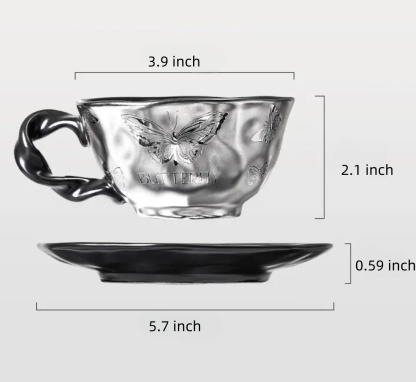Dark Silver Butterfly Mug
