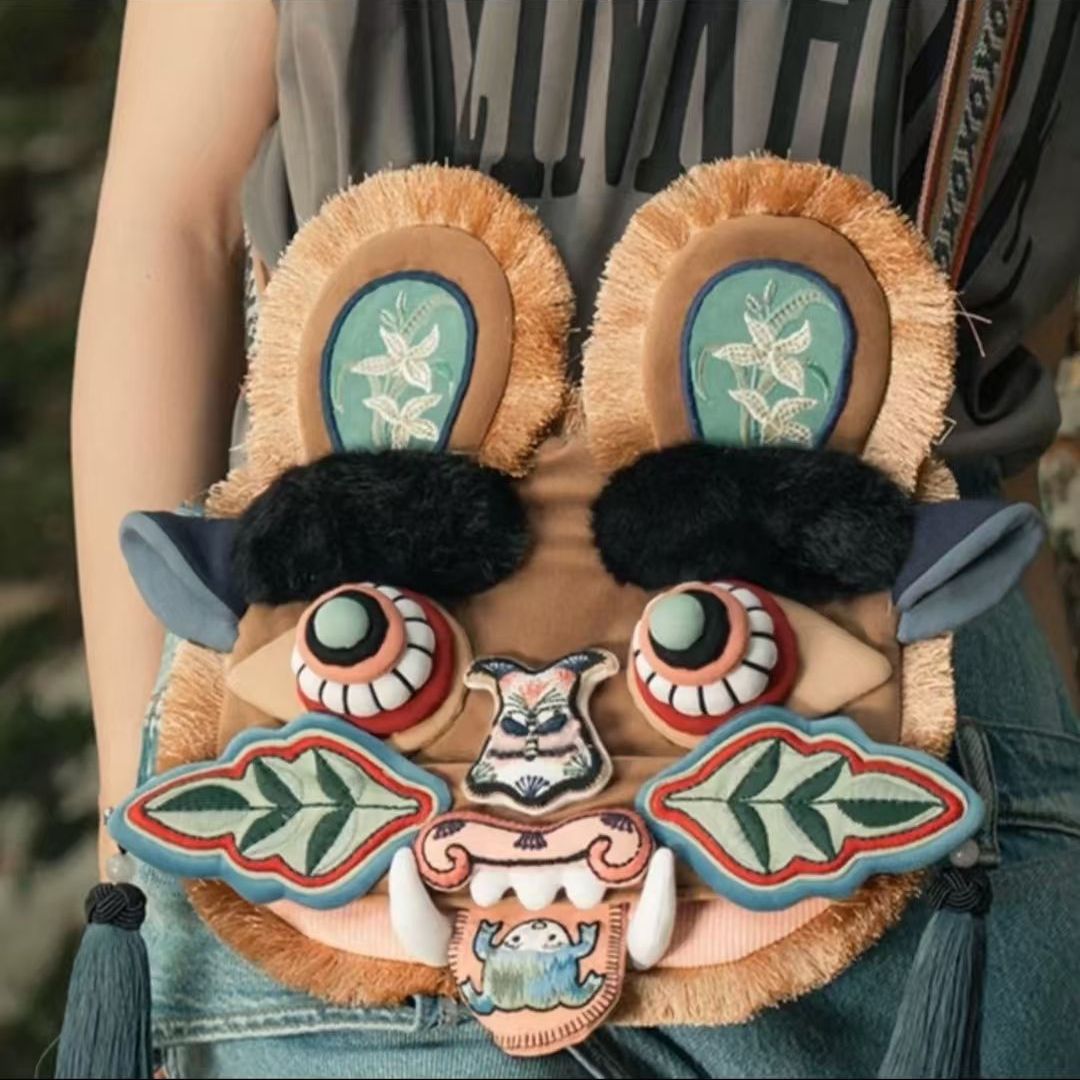 （Musk's Son's Twin Bag）Hand-Embroidered Tiger Head Bag