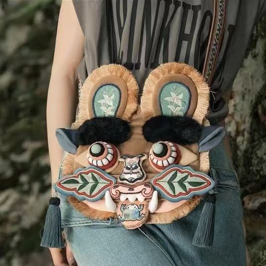 （Musk's Son's Twin Bag）Hand-Embroidered Tiger Head Bag