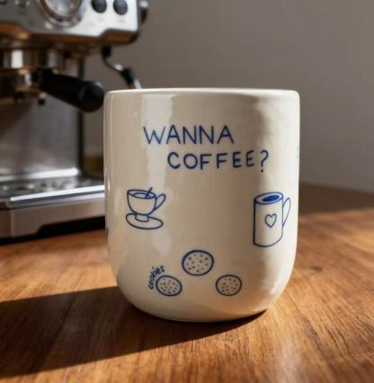 Hand-drawn Heart-Shaped Coffee Mug