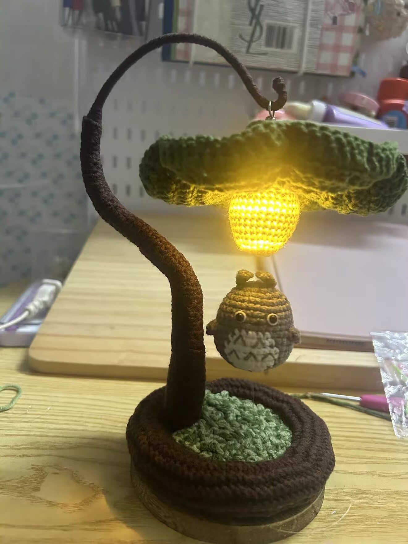 Floating Totoro Hand-Crocheted Night Light