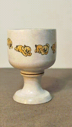 Running Dog Cartoon Pattern Rotatable Ceramic Goblet
