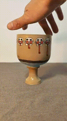 Running Dog Cartoon Pattern Rotatable Ceramic Goblet